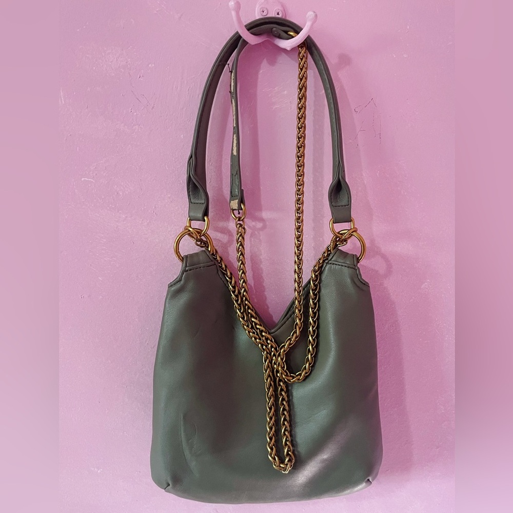Anthropologie Faux Leather Purse with Pink Attachable Strap